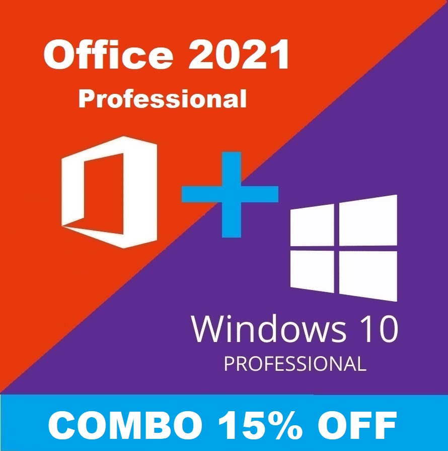 Windows 10 Pro + Office 2021 Professional 32/64 Bit Key - Email Delivery